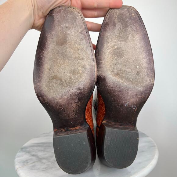Black Jack Men's Orange Black Caiman Belly Square Toe Exotic Cowboy Boots 11.5 - Picture 4 of 12